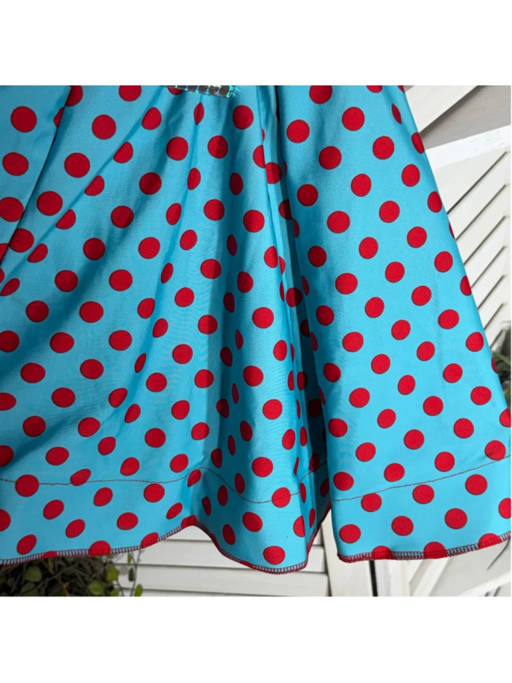 Child's pinup girl dress retro 50s style blue red polka dot Halloween costume S
